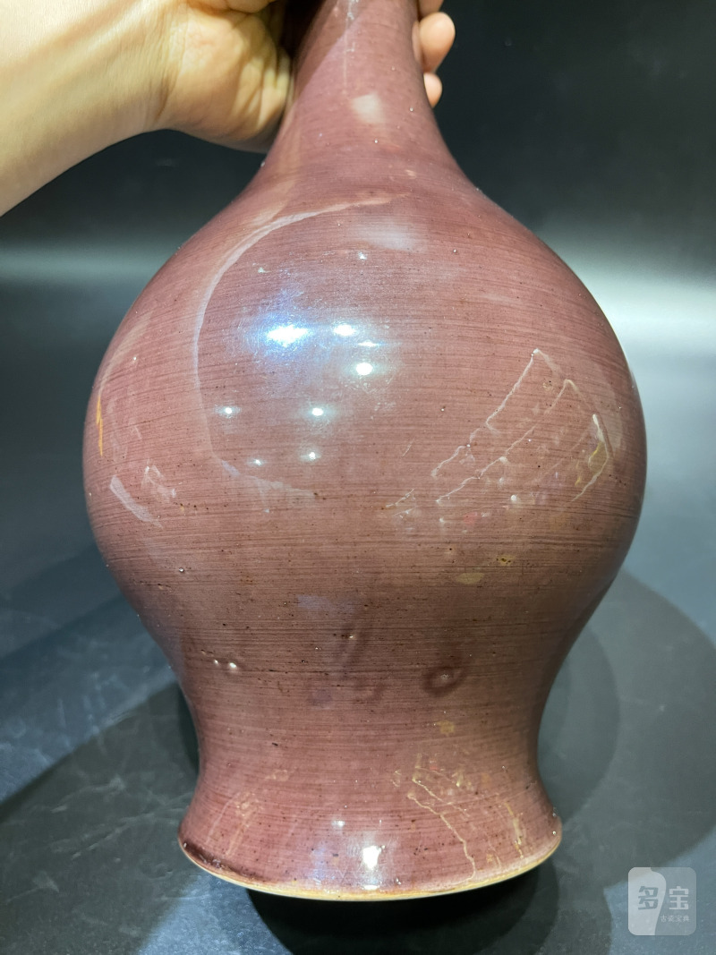 清道光 茄皮紫釉橄榄瓶 - 图10